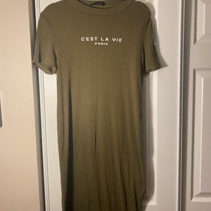 Maternity Olive Ribbed Dress